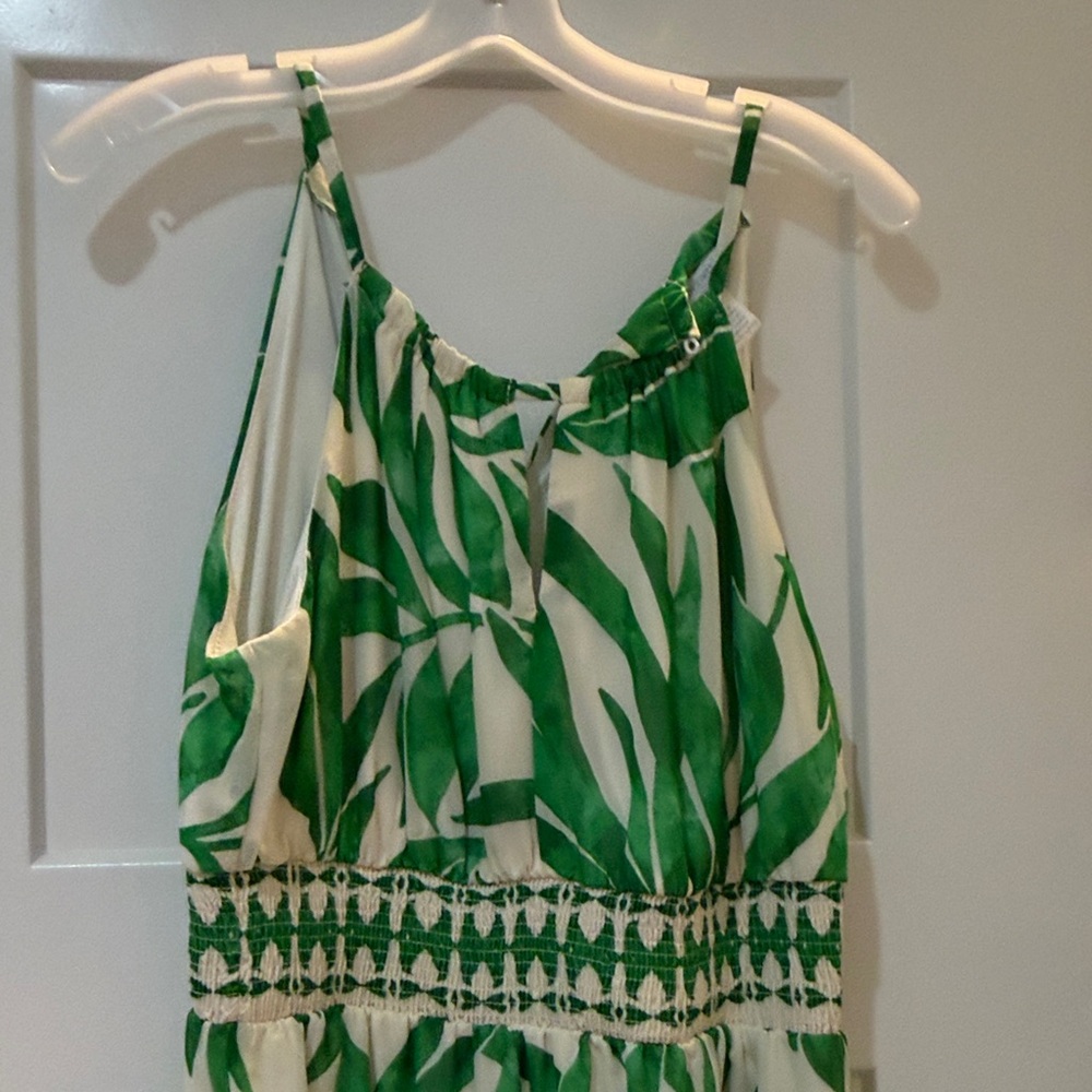 London Times Green Leaf Print Maxi Dress Size 12 - Picture 3 of 5